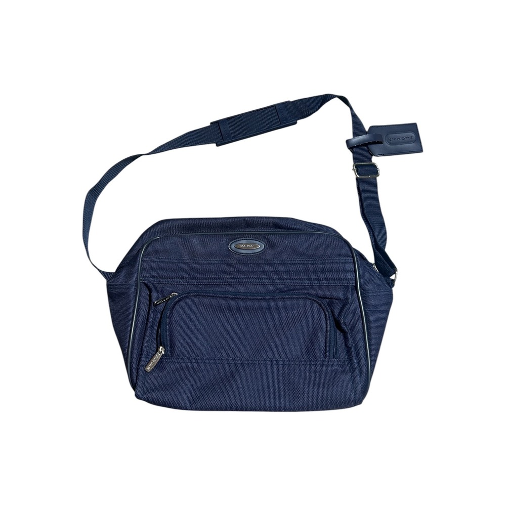Jaguar Navy Blue Ballistic Nylon Crossbody Messenger Travel Bag with Luggage Tag